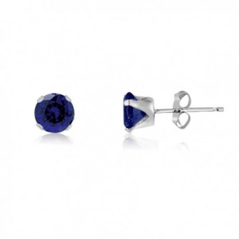 Round 4mm Created Blue Sapphire Stud Earrings (0.68 cttw) Sterling Silver- 14k Yellow or Rose Goldplate - CT11IWLBEZB