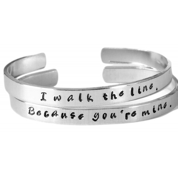 Because You're Mine I Walk The Line Aluminum Bangle Bracelet Set - Johnny Cash Inspired - C211JXH4LOT