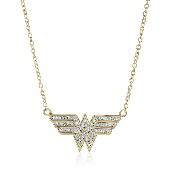 DC Comics Girls' "Wonderwoman" Silver-Plated Crystal Pendant Necklace - CP11LGE95GV