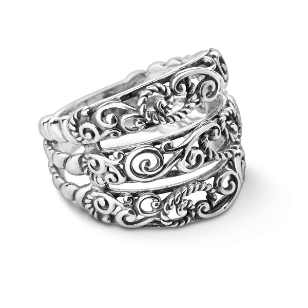 CP Signature Sterling Silver Three Row Ring - CY186A0OUAO