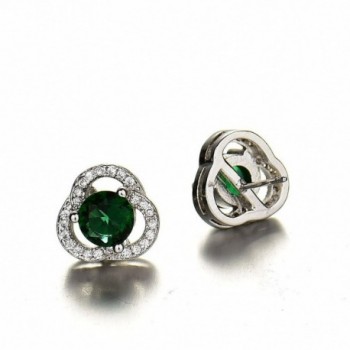 GULICX Floral Zirconia Earrings Emerald color