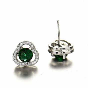 GULICX Floral Zirconia Earrings Emerald color in Women's Stud Earrings