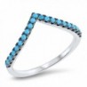 Chevron Pointed Simulated Turquoise Thumb Ring Sterling Silver Stackable Band Sizes 4-10 - CA12MX98GWK