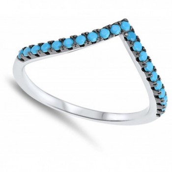 Simulated Turquoise Sterling Silver Stackable