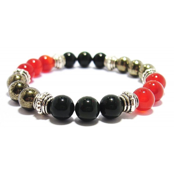 PHYSICAL ENERGY BOOST 8mm Crystal Gemstone Intention Bracelet - Bloodstone- Carnelian- & Pyrite - CS12N1S6HQ9