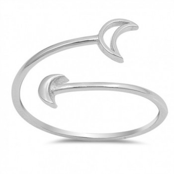 Thin Open Moon Arrow Adjustable Cute Ring .925 Sterling Silver Band Sizes 4-10 - CE182YLR94D