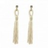 Tassel Fringe Drop Long Stud Earrings - White - CE183O4Y4K3