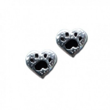 Paw Print Heart Stud Earrings - Dog & Cat Gifts For Women & Girls - Post Earrings by The Magic Zoo - CF119CV0G3B