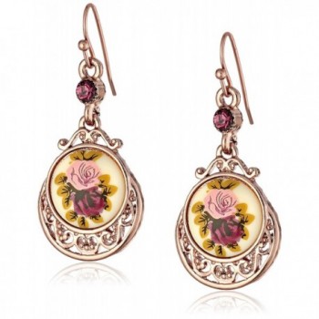1928 Jewelry Rose Gold Amy Flower Dangle Earrings - CY111XOZFEP