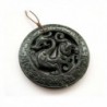 Dark Color Stone Carved Dragon Amulet Pendant - CW11896JFPP