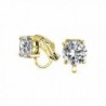 Bling Jewelry Clip On No Piercing Bridal CZ Stud earrings Gold Plated 8mm - CP11EWLN2KF