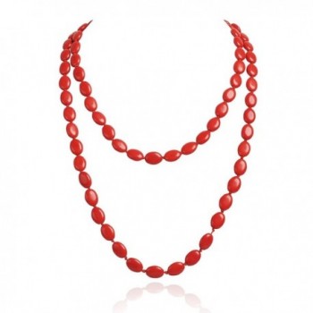 Jane Stone Funky Oval Shape Necklace Turquoise Double Strand - Red - CG11M0S3TFP