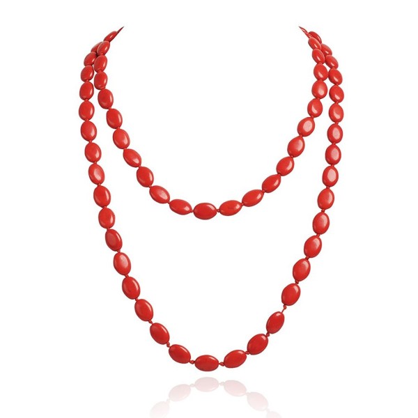 Jane Stone Funky Oval Shape Necklace Turquoise Double Strand - Red - CG11M0S3TFP