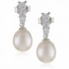 Bella Pearl Triple Cubic Zirconia Pearl Earrings - C111CH027AD
