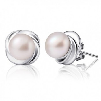 B.Catcher Pearl Earrings Womens Sterling Silver Freshwater Pearl Elgant Rose Flower Earring Studs Valentines Gift - CY189T5SLQX