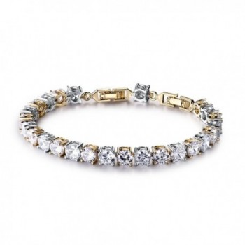 GULICX Gold Two-Tone Wedding Round Crystal Zircon Women Bracelet - CE12G7Z58V9