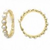 Sparkly Bride Clip On Hoop Earrings Simulated Pearl Gold Plated Women Fashion 1.5 inches - CY128IMVQ51