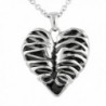 Controse Silver-Toned Stainless Steel Rib Cage Heart Necklace 17" - 19" Adjustable Chain - CU12GK5DUYD
