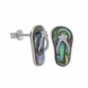 Sterling Silver Abalone Shell Slipper Flip Flop Earrings - CL117WLT0VR