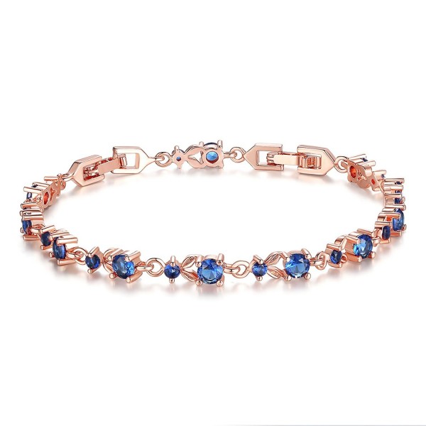 Bamoer Slender Bracelet Sparkling Zirconia - Blue-Rose - C512CVTBLDJ