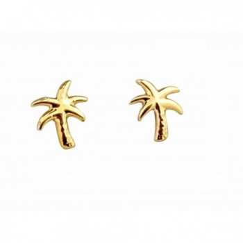 SOLID 9 KARAT YELLOW GOLD EAR STUDS PALM TREE DESIGN - CZ12G3SSBE1