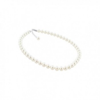 Gem Avenue Sterling Silver 8mm Simulated White Pearl Necklace Made with Swarovski Elements - CA110M4GJG5