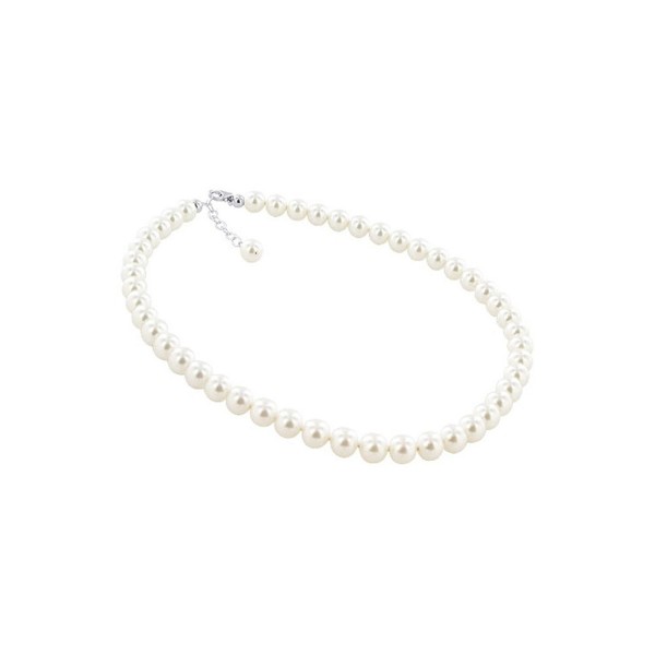 Gem Avenue Sterling Silver 8mm Simulated White Pearl Necklace Made with Swarovski Elements - CA110M4GJG5