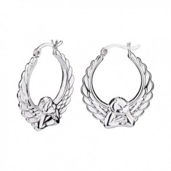G&H Sterling Silver Click-Top Angel Creole Hoop Earrings - CS12M95YKIN
