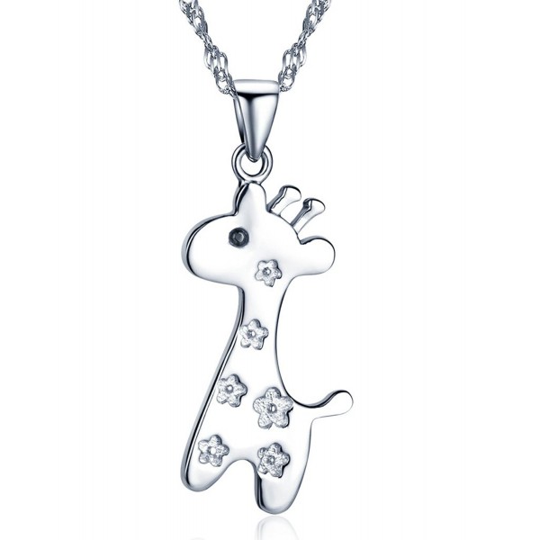 Infinite U Women's Giraffe Pendant Necklace in 925 Sterling Silver with 45cm Chain-Rose Gold/Silver - Silver - C112FGLI02T