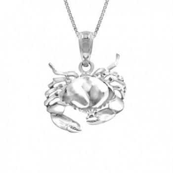 Sterling Silver 2-d Stone Crab Necklace Pendant with 18" Box Chain - CM119BA0EUR
