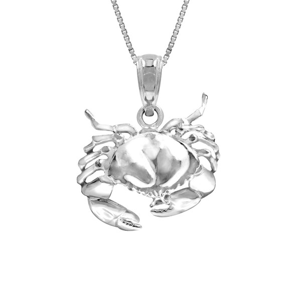 Sterling Silver 2-d Stone Crab Necklace Pendant with 18" Box Chain - CM119BA0EUR