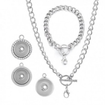 Vocheng Snap Ginger Snap Jewelry Set 18mm Metal Button Pendant Necklace and Bracelet Set Nn-317 - CX129Y8PI2F