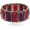 1928 Jewelry Gold-Tone Purple Faceted Rectangle Stretch Bracelet - C811GHHJ7ID