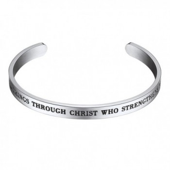 Cuff Bracelet-Bible Verse Bracelet-Scripture Bracelet-Mens or Womens Gift - C01882Q88YM