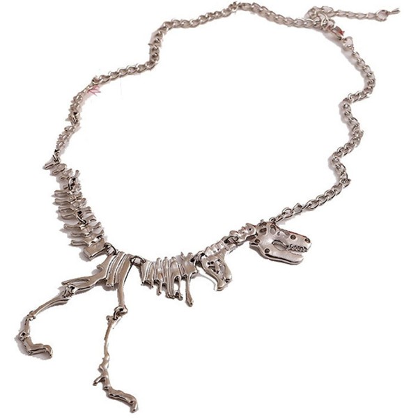 Susenstone Steampunk Goth Alloy Dinosaur Skeleton Dead Tyrannosaurus T-Rex Necklace - C612FNNSU8T