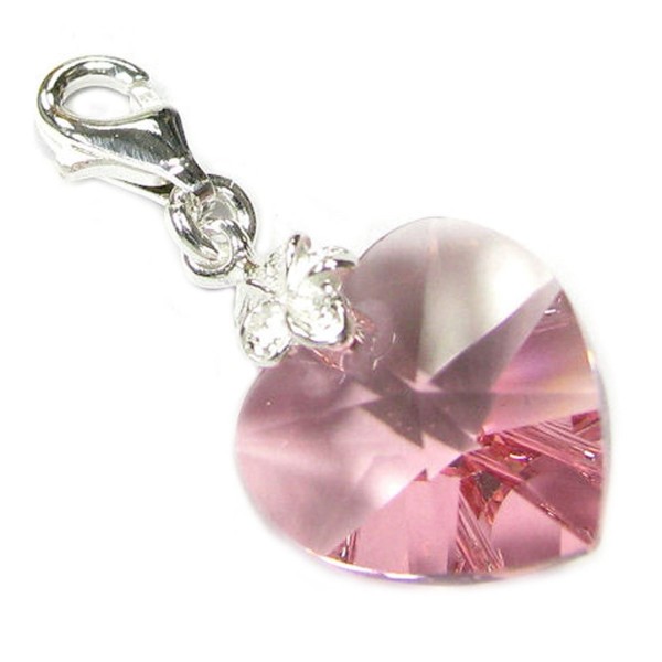 Sterling Silver Swarovski Elements Pink October Simulated Birthstone European Lobster Style Charm - CK117GE7WV5