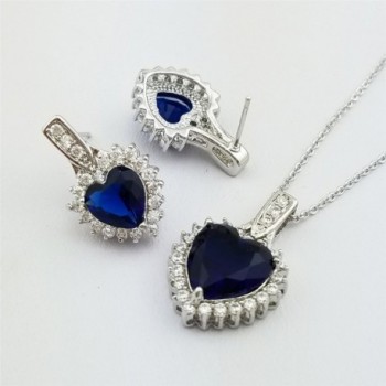 SELOVO Crystal Necklace Earrings Sapphire in Women's Jewelry Sets