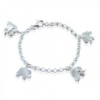 Bling Jewelry Patriotic Sterling Silver Elephant Charms Bracelet - CN115Y7GE29