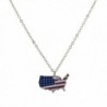 Lux Accessories USA American Flag Red White & Blue Americana Country Outline North America Pendant Necklace. - C9125BQWXIB