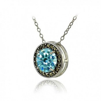 Sterling Simulated Aquamarine Marcasite Necklace