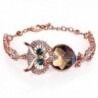 Menton Ezil Vintage Owl Charm Adjustable Bracelet Rose Gold Crystal Bracelets with Lobster Clasp Jewelry - C61806GHU2O