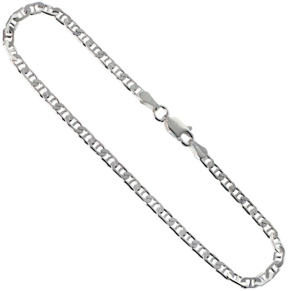 Sterling Silver Flat Mariner Link Chain Necklaces & Bracelets 3mm Nickel Free Italy- sizes 7 - 30 inch - C4111GKDYE9