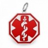 Sterling Silver Octagon Medical ID Charm or Pendant W/ Red Enamel - Available in 4 Sizes - CH11EF6DAN5