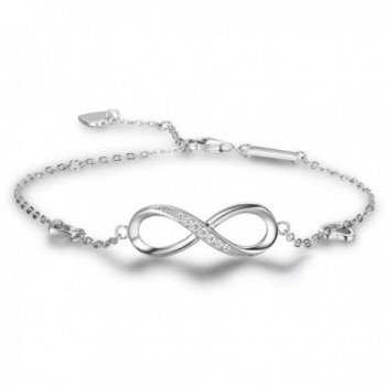 925 Sterling Silver Infinity Love Link Bracelet- 7.28'+1.7' - C41887ZC30H