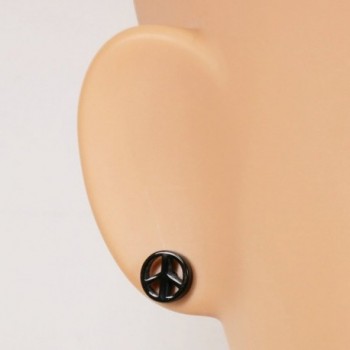 Black Acrylic Peace Stainless Earrings