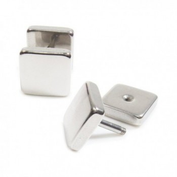 Pair Stainless Steel Plain Square Screw Stud Earrings 6mm - C611DLB5G2T