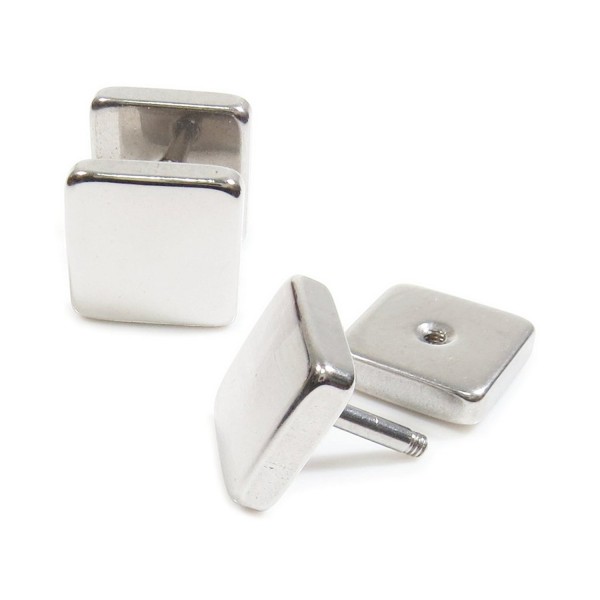 Pair Stainless Steel Plain Square Screw Stud Earrings 6mm - C611DLB5G2T