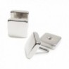 Pair Stainless Steel Plain Square Screw Stud Earrings 6mm - C611DLB5G2T