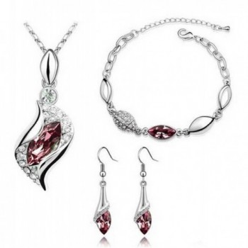 Cougar's Choice Platinum-plated Fashion Jewelry Set Necklace Bracelet Earrings with Crystal Element - grapes - CN11VU4C2WB