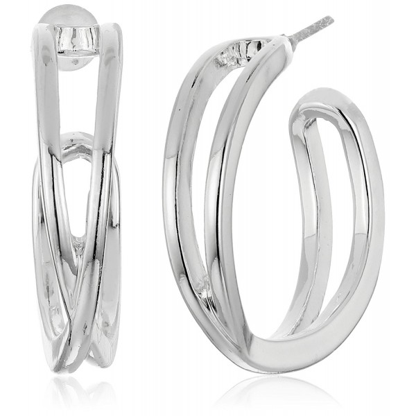 Nine West "Metal Drops" Crossover Hoop Earrings - Silver - C212FKLHC3N